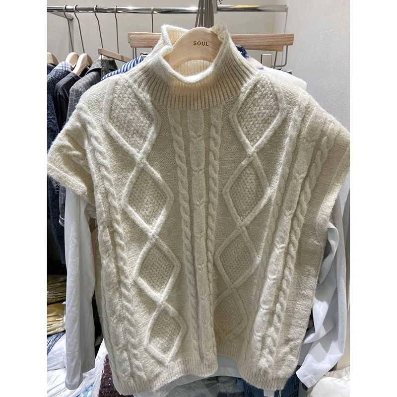 

Korean Turtleneck Sweater Vest Women 2020 Autumn Winter Warm Pullover knitted Vest Sleeveless jecket gilet femme