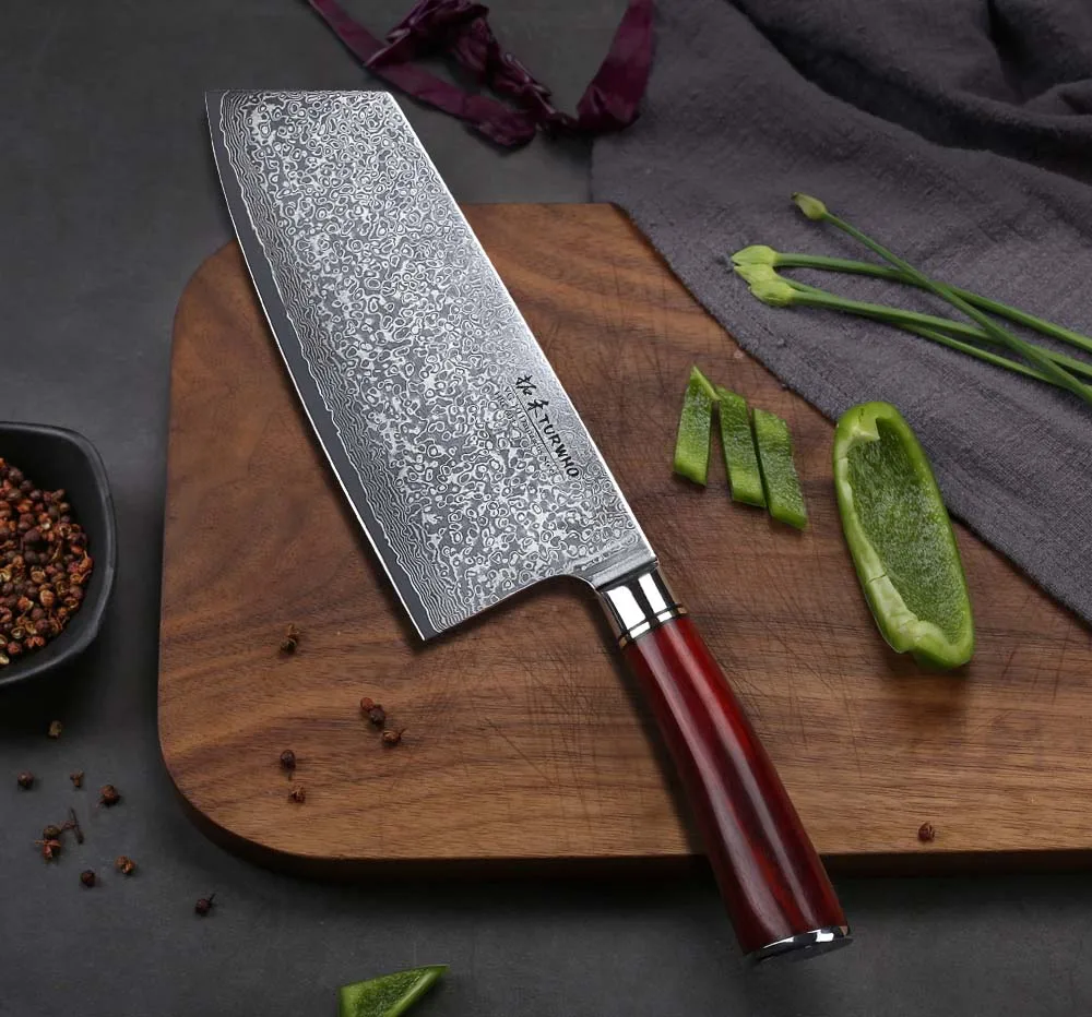 TURWHO7.5 ''нож Кливер 67 слоев дамасской стали кухонные ножи Новое поступление нож для нарезки с хорошим качеством ручки из розового дерева