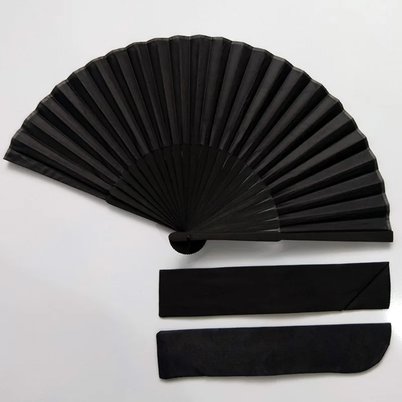 Abanicos de mano plegables para manualidades, accesorios de baile, regalos de recuerdo de boda, color negro-0