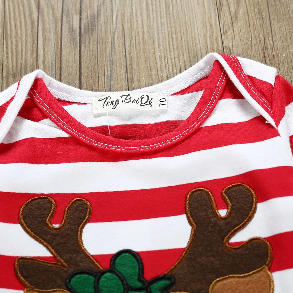 Детский комбинезон в полоску с принтом Санты|Ромперы| |