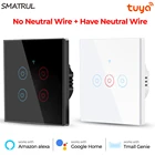 Настенный сенсорный выключатель света SMATRUL Smart Life, Wi-Fi, не требуется нейтральный провод, 1234 Gang Tuya, голосовое управление Google Home, Alexa