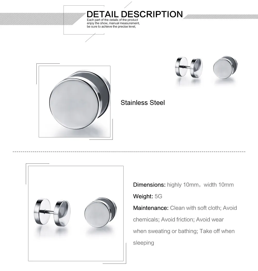 

Cyue Simple Personality Stud Earrings Round Dumbbell Cake Wheel Titanium Steel Earrings Earrings For Men And Women Jewelry