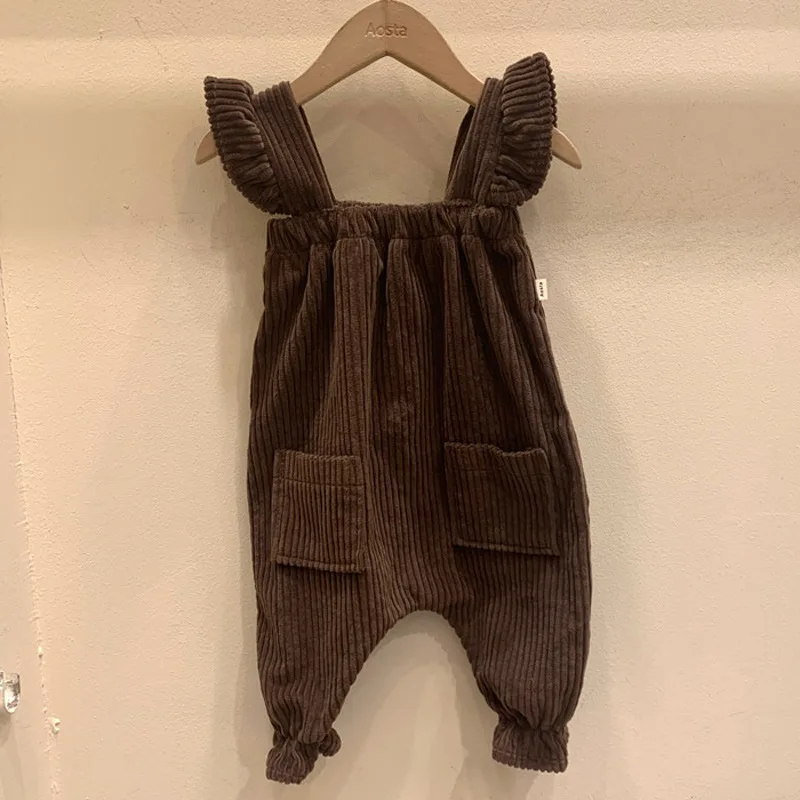 

Spring Autumn Baby Cotton Wick Velvet Strappy Romper Girls Thickened Jumpsuits Children's Clothing