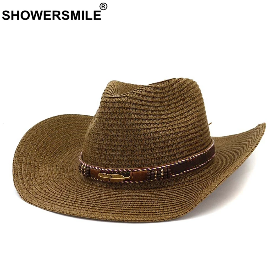Шляпка от солнца SHOWERSMILE для мужчин и женщин Соломенная Панама цвета хаки с