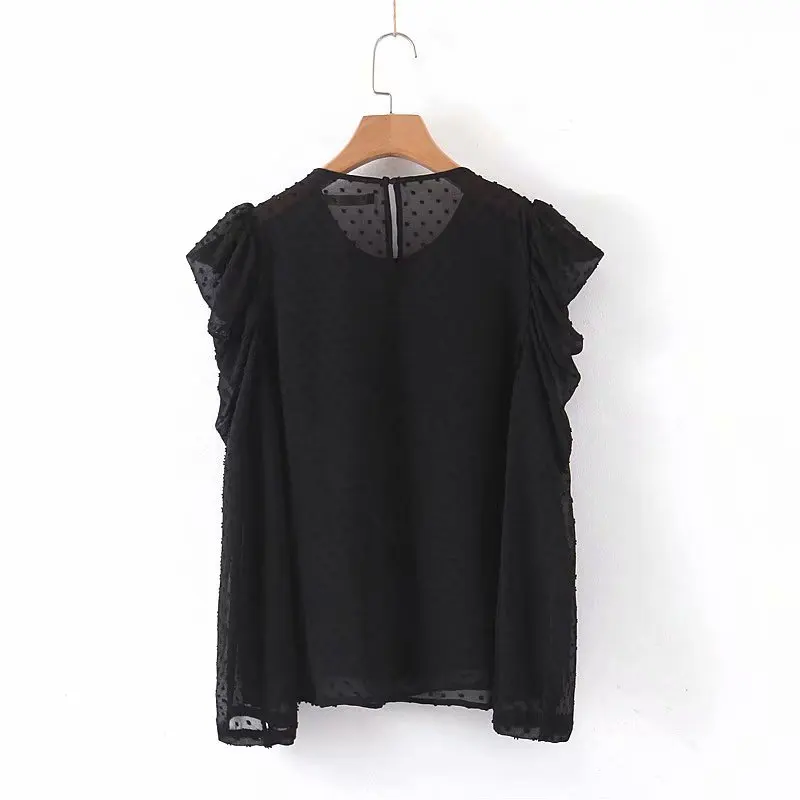 2019 женская элегантная однотонная шифоновая блузка с круглым вырезом