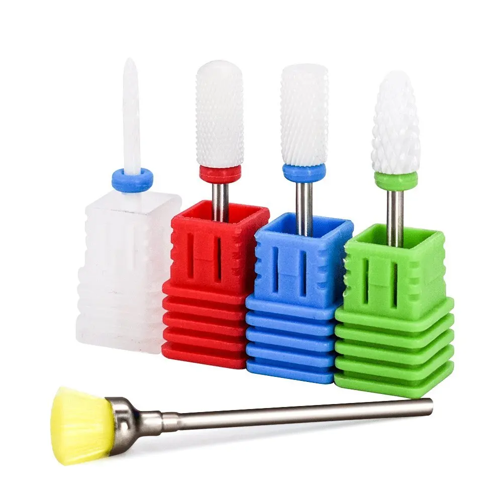 

Ceramic Nail Drill Bits Set Pro Fine Medium Coarse Grit Manicure Drill Bits with Brush Bits Electric Nail File Ceramic Needle