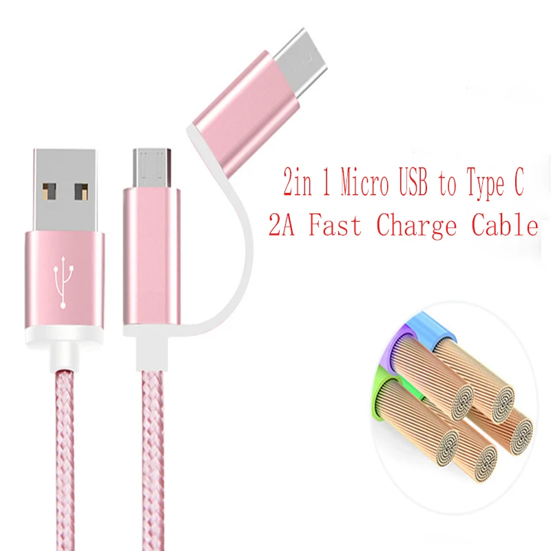 Новый кабель USB Type C QC3.0 для Samsung Galaxy Note 9 S9 2.8A Micro 2 в 1 2A Быстрая зарядка Redmi 7|Кабели