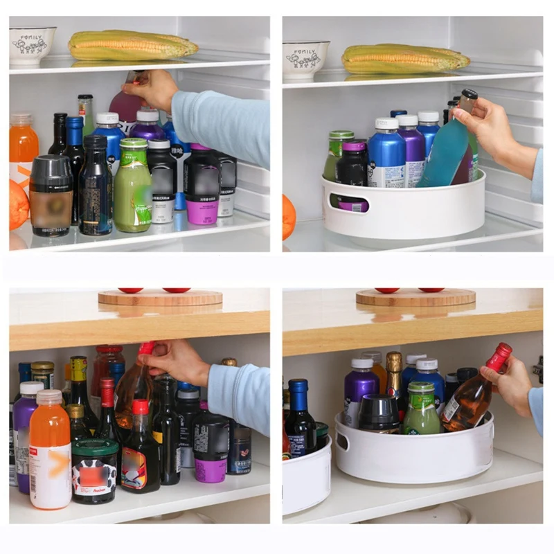 

Deep Lazy Susan Turntable Food Storage Bin Fruit Display Tray Rotating Organizer for Kitchen Pantry Cabinet Refriger
