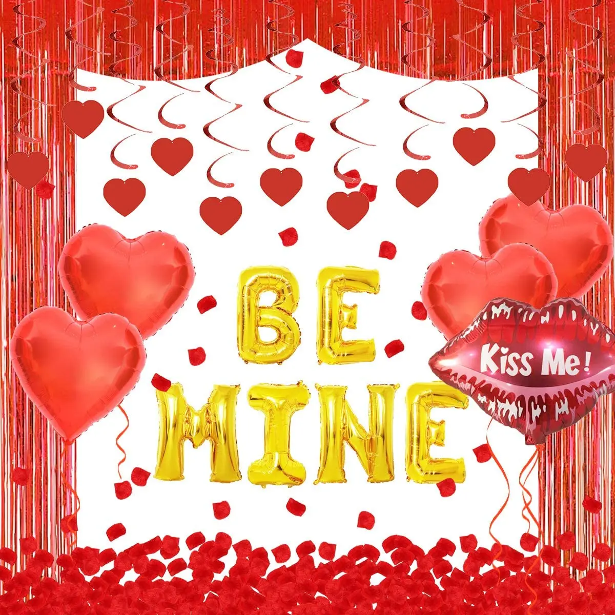 

Украшение для вечеривечерние на День святого Валентина, шары «BE MINE», баннер, сердце, подвесные Вертлюги для детской вечеринки, товары для ве...