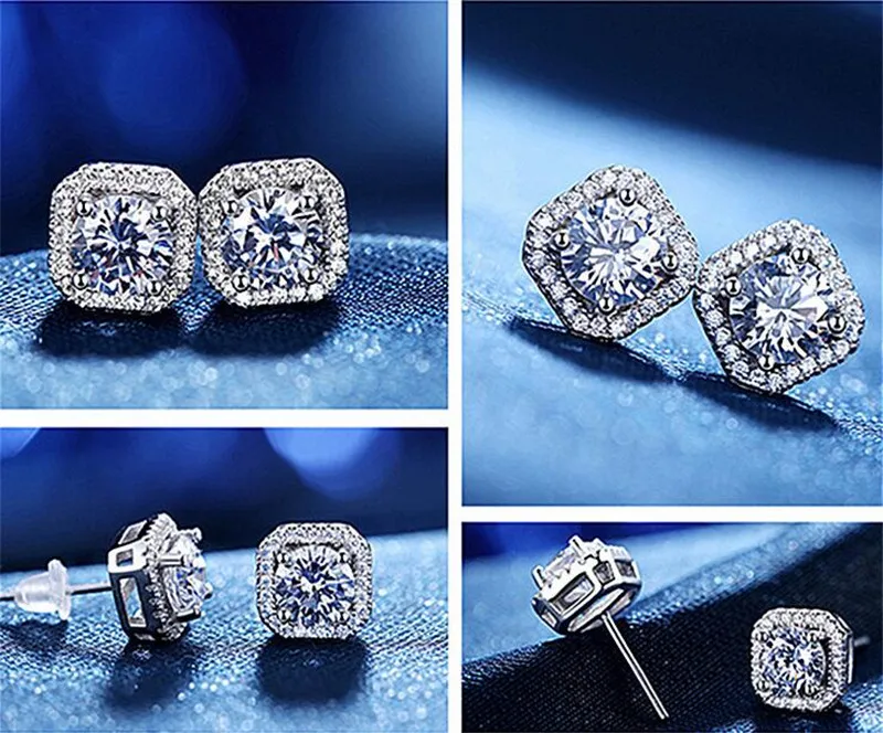 Boho серьги гвоздики серёжки из настоящего стерлингового серебра 925 AAAAA cz вечерние