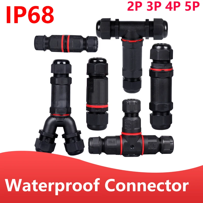 IP68 waterproof cable connector I-type/Y-type/T-type 2Pin 3Pin 4Pin 5Pin Electrical Terminal Adapter Wire Connector LED Light