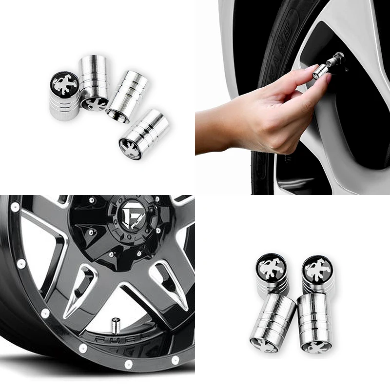

4pcs Car Tyre Air Stems Cover Wheel Round Tire Valve Caps for Peugeots 107 108 206 207 308 307 508 2008 3008 Style Car Styling