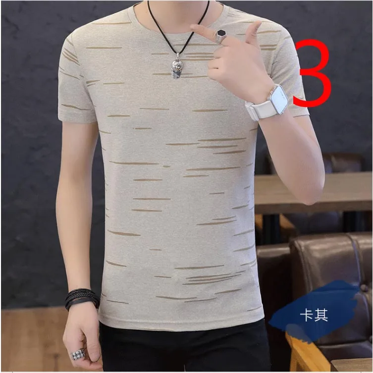 

Cotton t-shirt men's short-sleeved 2019 summer new Korean version of the trend of self-cultivation h