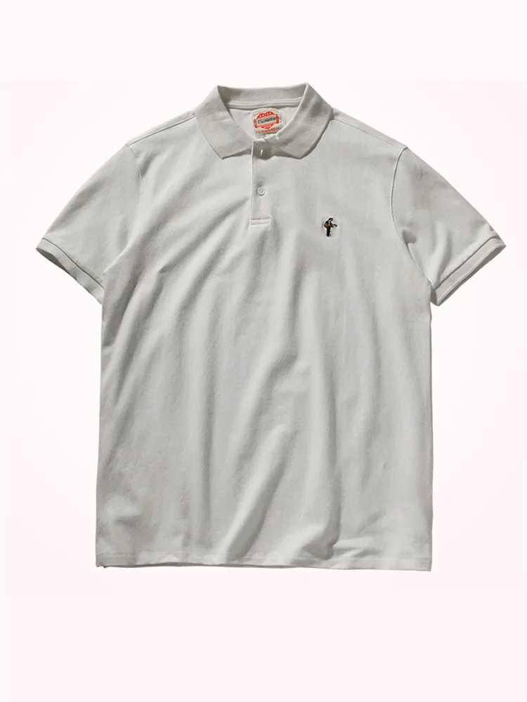 

2021 Summer New Short Sleeve Lapel Embroidered Polo T-shirt Men's Business Casual White Pure Cotton Simple Bottoming Tops