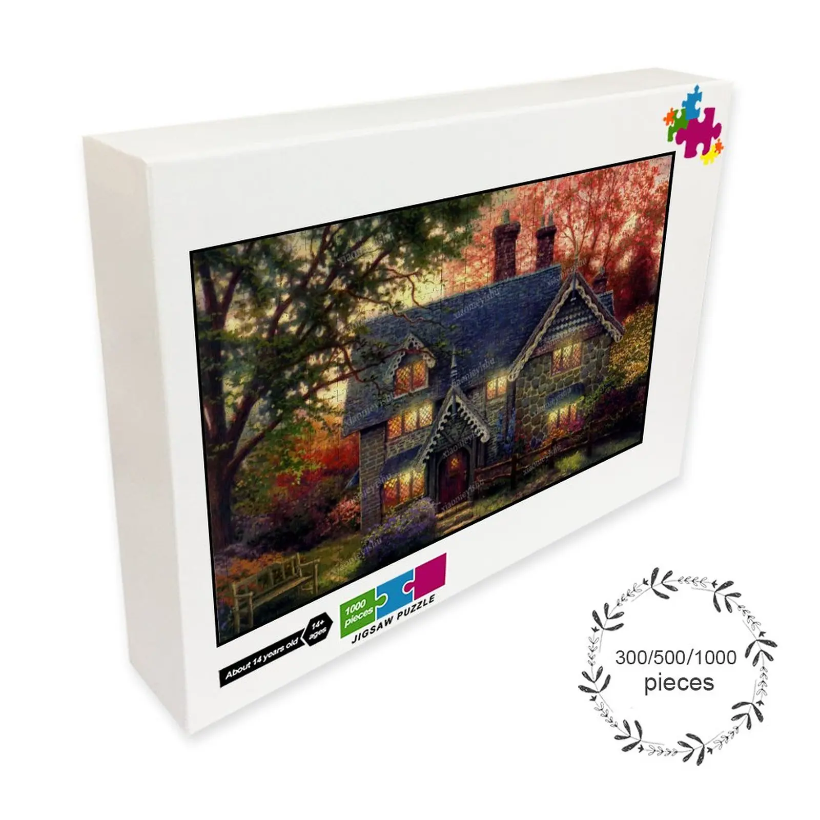 

House Wooden Puzzle 300 500 1000 Pieces Puzzle Family Game Gift Toy Comics Challenging Wall Decoration