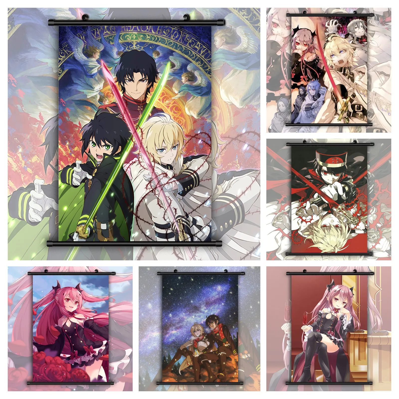 

Seraph of the end Mikaela Hyakuya x Yuichiro Hyakuya Poster Style Anime manga wall Poster Scroll