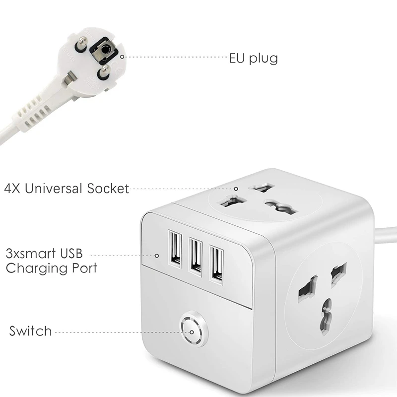 3318 Европейская дорожная мощность для Cube удлинитель 4 гнезда 3 usb порта зарядки
