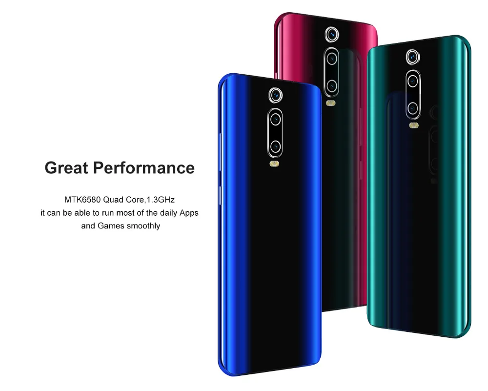 XGODY 3g мобильный телефон 9T 1GB 4GB 6,26 ''QHD экран MTK6580 четырехъядерный Android 9,0 капля полный экран 2800mAh смартфон