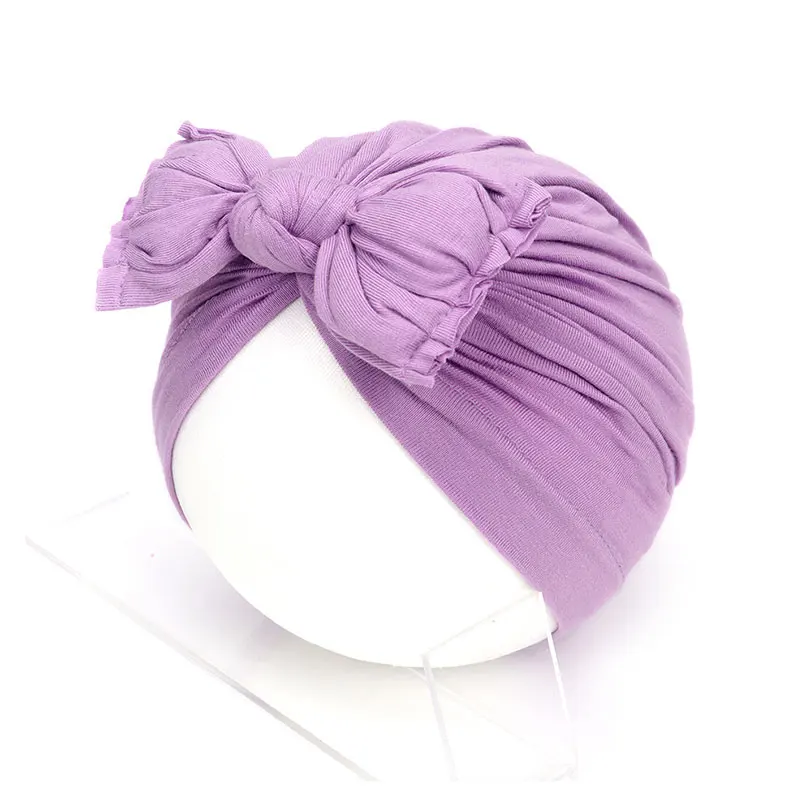 

Sweet Baby Girl Hat with Bow Candy Color Baby Turban Cap for Girls Elastic Infant Hair Accessories Headscarf Baby Sleeping Hat