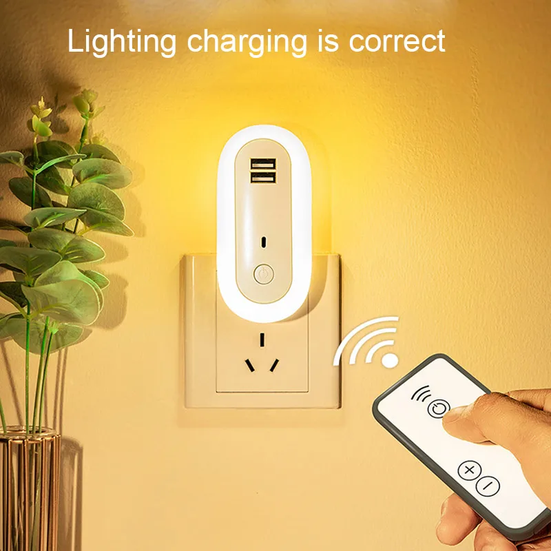 Светодиодный ночсветильник с двойным USB зарядным устройством настенная лампа