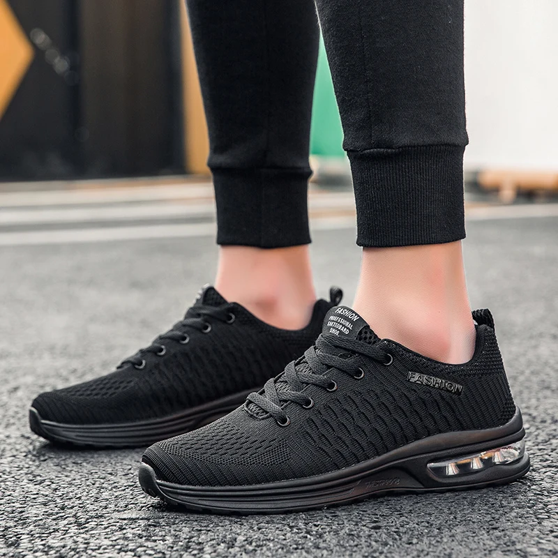 

Hot Sale Air Shoes Sneakers Men Light Low Mens Casual Shoes Mesh Breathable Black Red Sneakers Men Big Size 47 zapatillas hombre