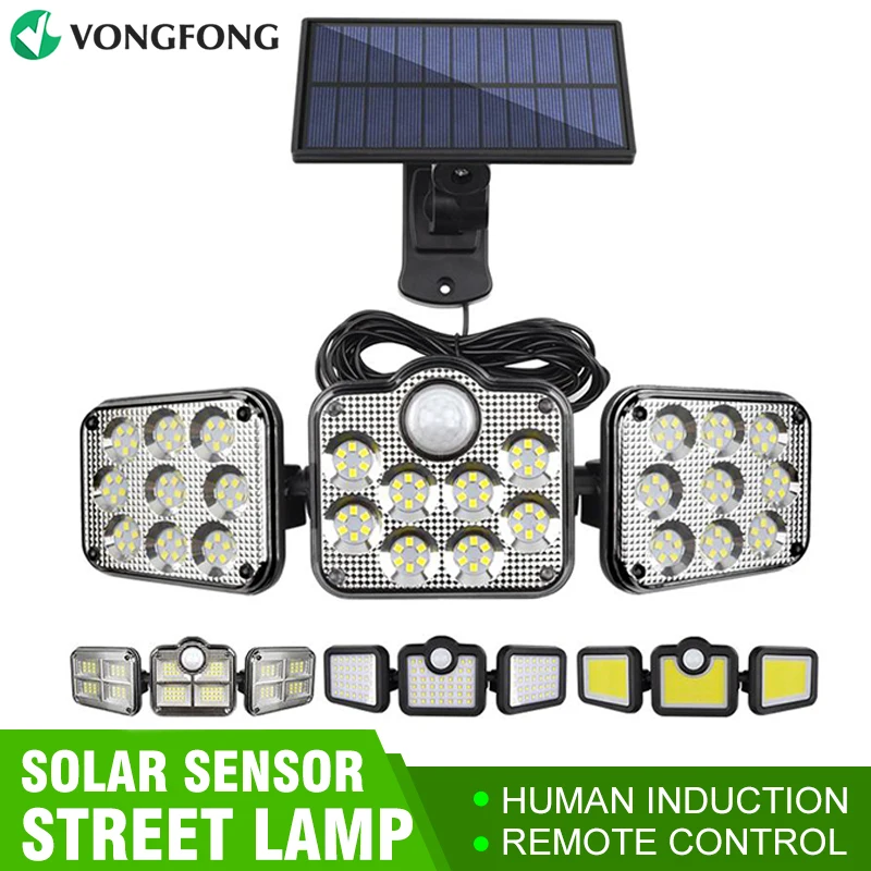 

Solar Lights Split 171COB Adjustable Heads Solar Lamp With remote control IP65 Waterproof Human Body Induction Lighting Light