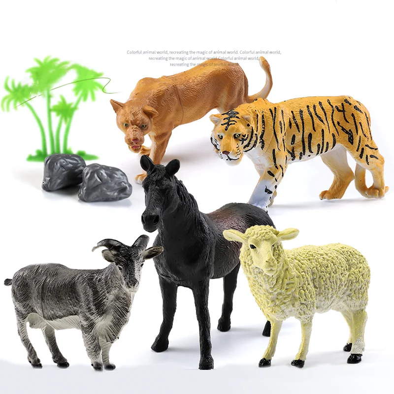 58 пластиковые лошади и мальчики игрушки животные для детей искусственный лес