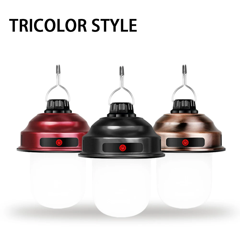 

Portable Multifunctional Night Hanging Adjustable Brightness Work Tent Light LED Lamp Retro Outdoor Camping Lantern Rechargeable