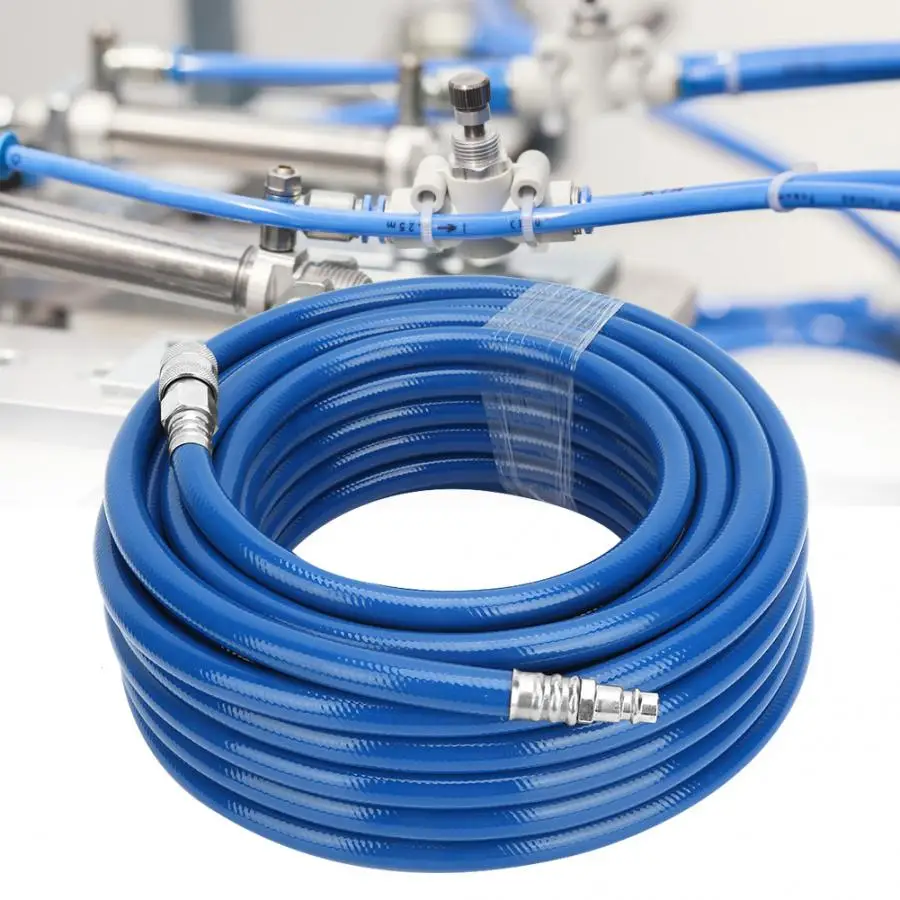 Гибкий пневматический шланг для воздушного компрессора длиной 15 м синий из ПВХ с