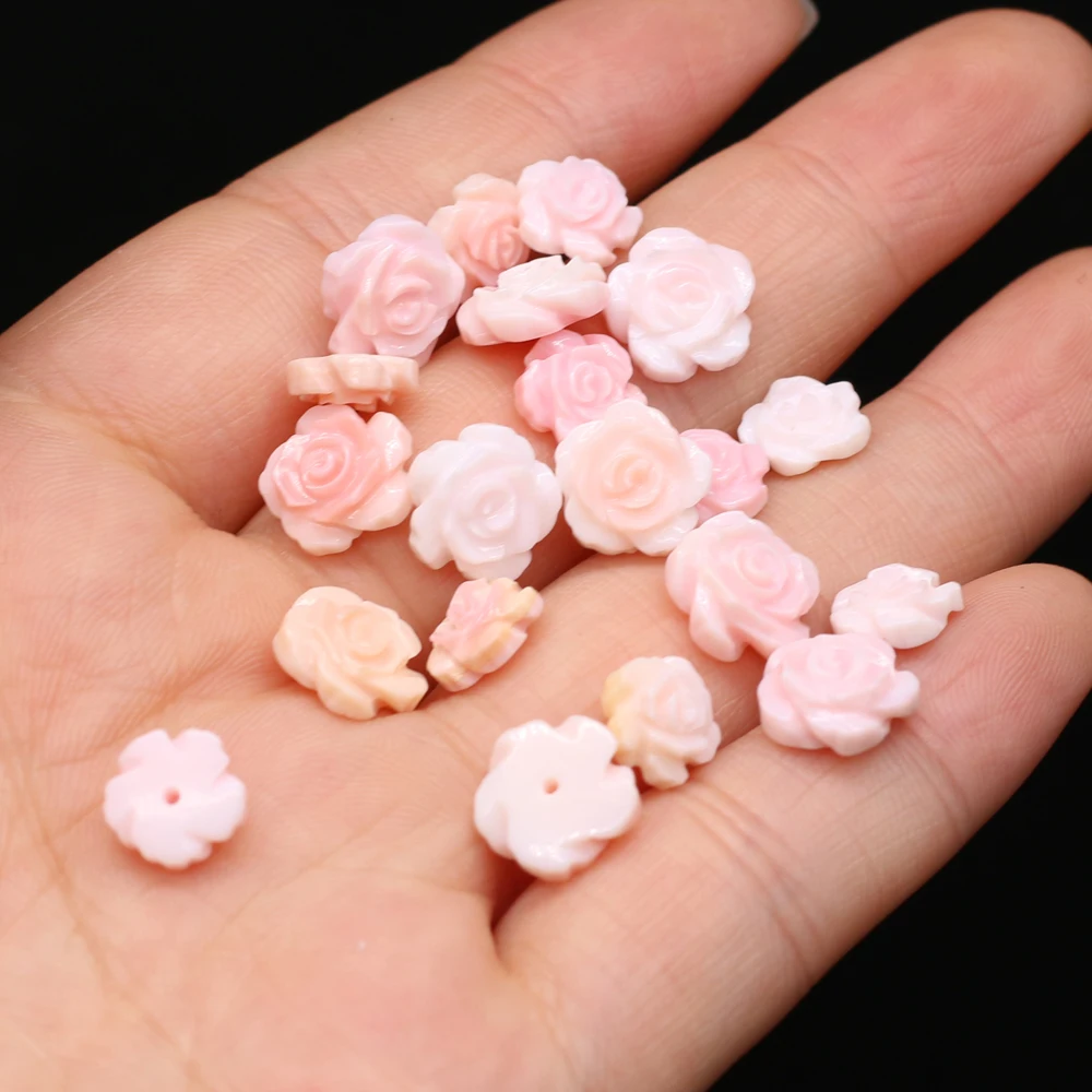 

5pcs Pink Shell Flower Bead Accessories Natural Shell Loose Beaded for Women DIY Jewerly Accessories Making 8x8mm