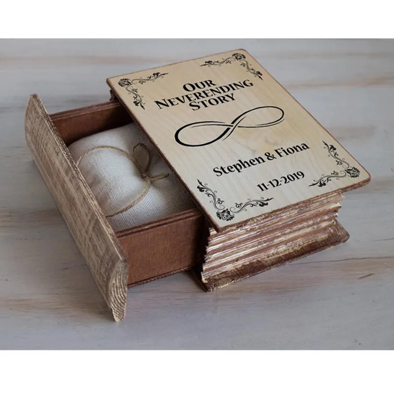 Уникальная шкатулка для колец с гравировкой под заказ ювелирных изделий коробка