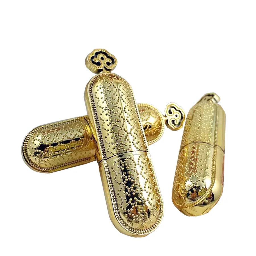 Оптовая продажа Пустой Пластиковый Круглый Тюбик для губ золотого цвета 50