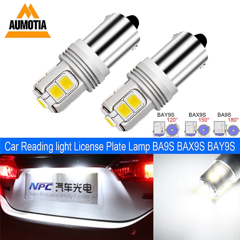 

Светодиодные фонари заднего хода, 100x BAY9S BA9S BAX9S, 10 чипов, белые, Canbus, без ошибок, 550 лм, белые