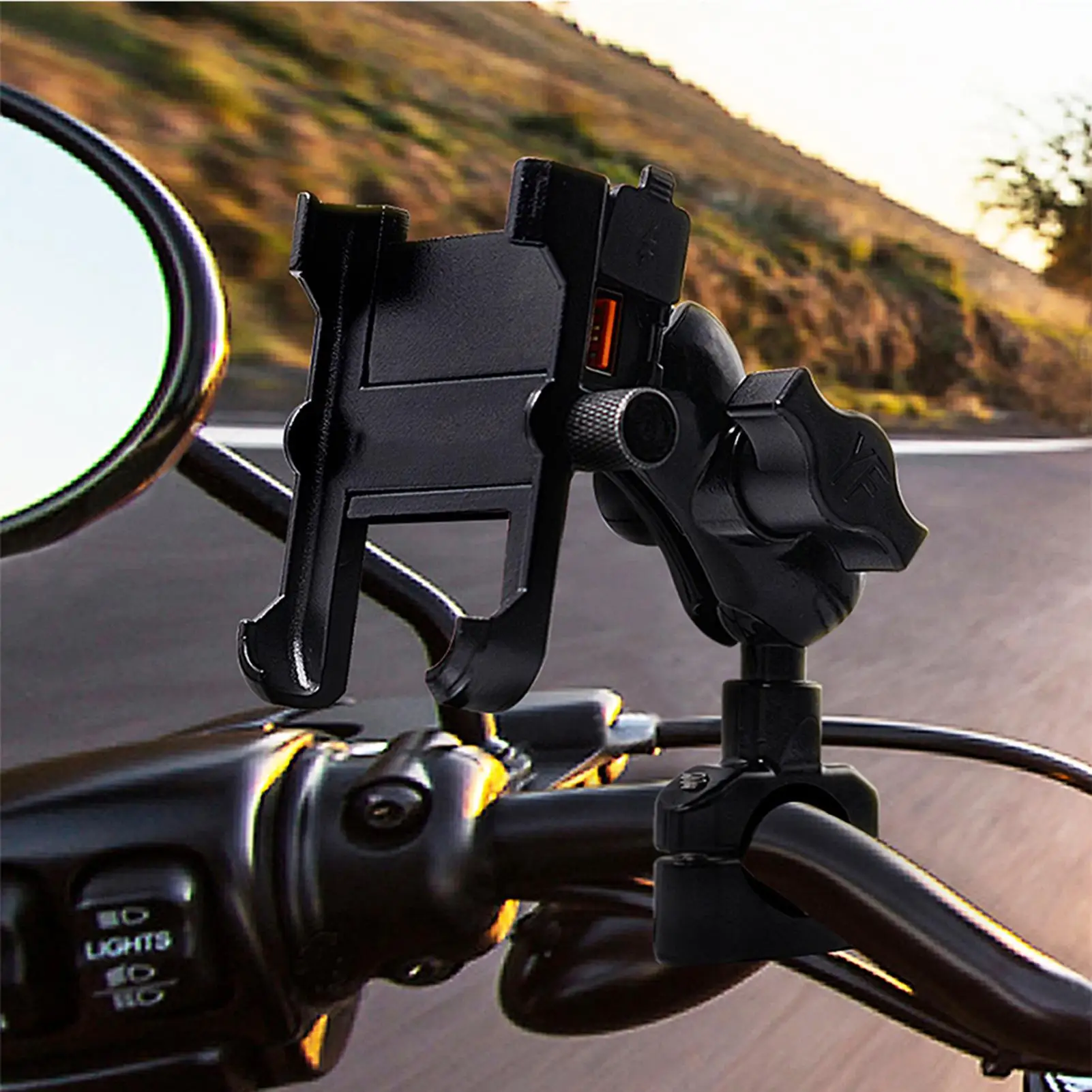 

Aluminum Alloy Waterproof Motorcycle Phone Bracket with QC 3.0 Quick Charger Mobile Phone GPS Holders Stand Motorcycle Accessory
