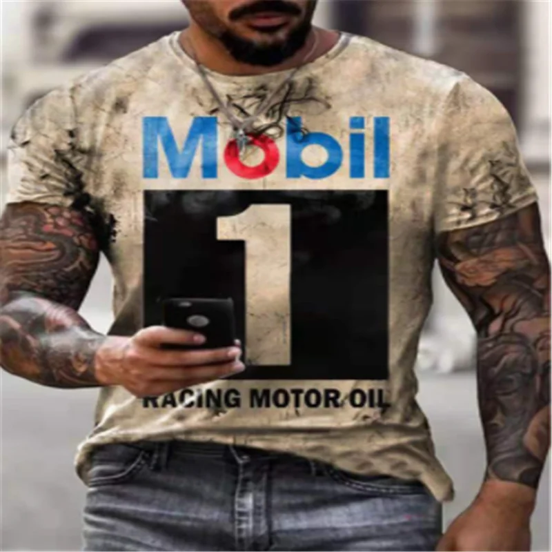 Летняя новая Ретро футболка Castrol с коротким рукавом мужская 3D принтом этнический