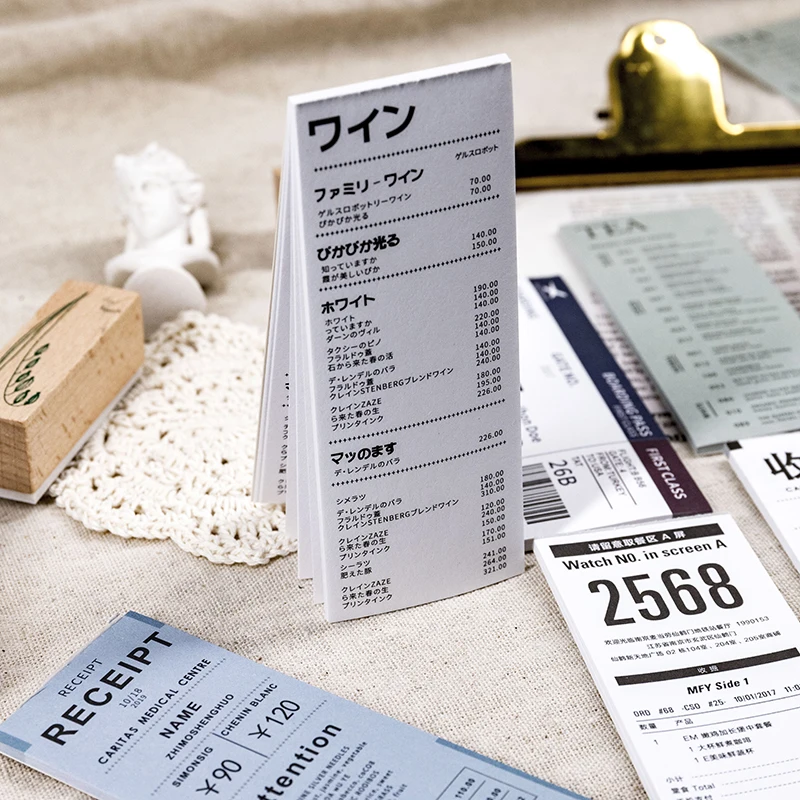 30 шт. Ретро квитанция билета блокнот заглушка Липкие заметки бумага для заметок