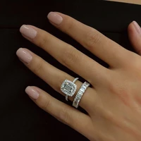 luxury 925 sterling silver emerald cut created diamond band ring wedding engagement cocktail diamond rings for women jewelry