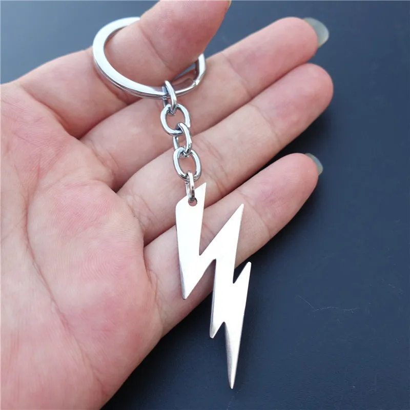 12 Pieces Lightning Bolt Pendant Keychain Fashion Stainless Steel Keyring for Man and Woman Blitz Jewelry Wholesale