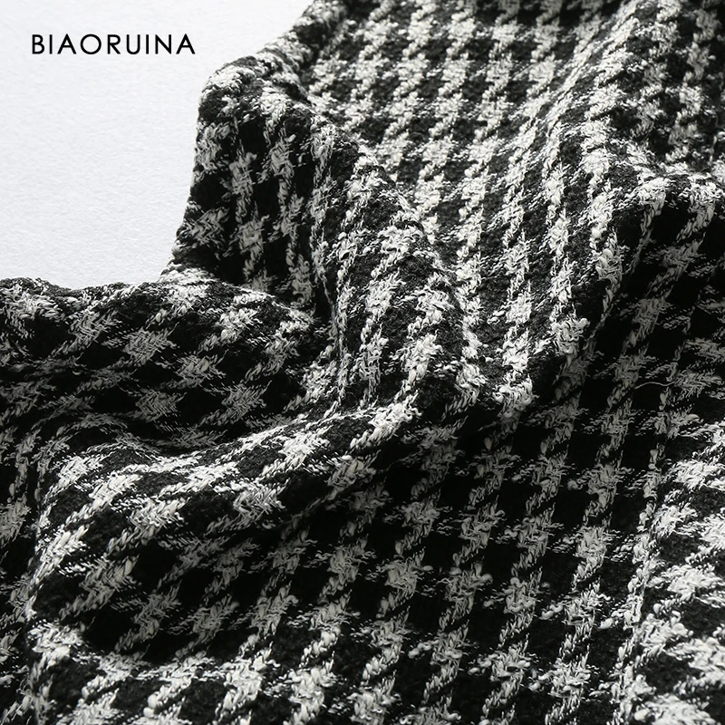 BIAORUINA, Женская клетчатая юбка с завышенной талией и поясом, женская модная уличная одежда трапециевидной формы, элегантные женские юбки