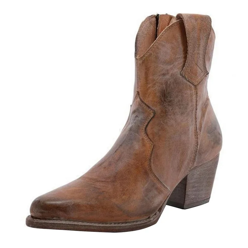 light brown Laamei/Винтажные женские ботинки ковбойские ботинки до середины икры на низком каблуке с пряжкой модная повседневная обувь на платформе; большие размеры 35-43 - Цвет: light brown