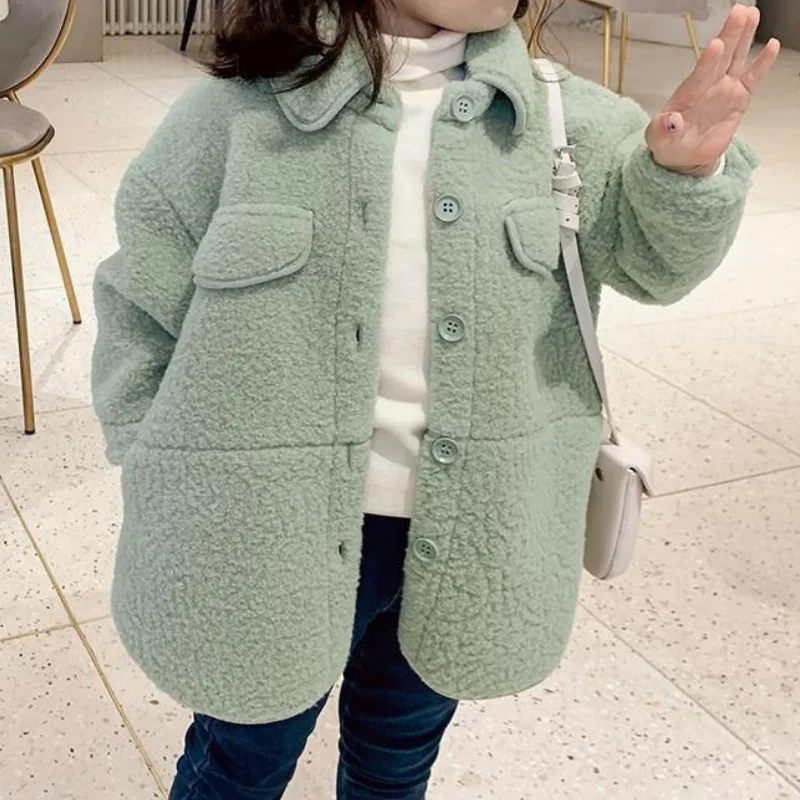 Модная куртка для маленьких девочек флисовое теплое пальто с овечкой малышей
