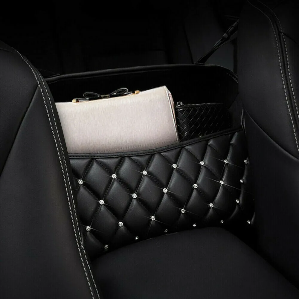 

Diamond Seat Handbag Holder Hanging Leather Storage Black Bling High Quality