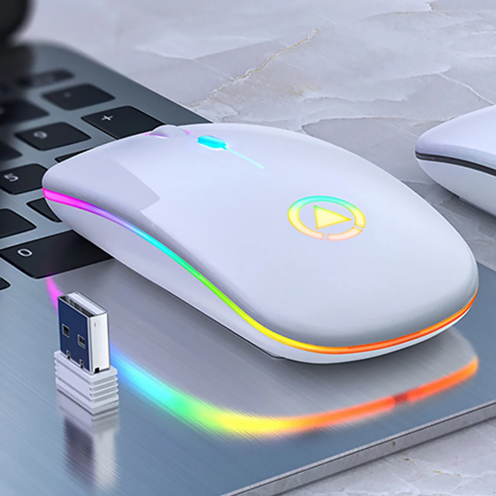 

Hot Sale Wireless Optical Mouse RGB Bluetooth Computer Mouses Ergonomic Silent Mause Rechargeable Luminous Mice Work For Laptop
