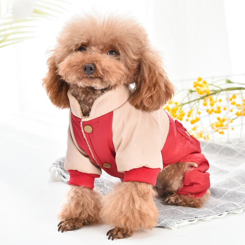 Водонепроницаемая зимняя одежда для снежной собаки красное розовое маленькое