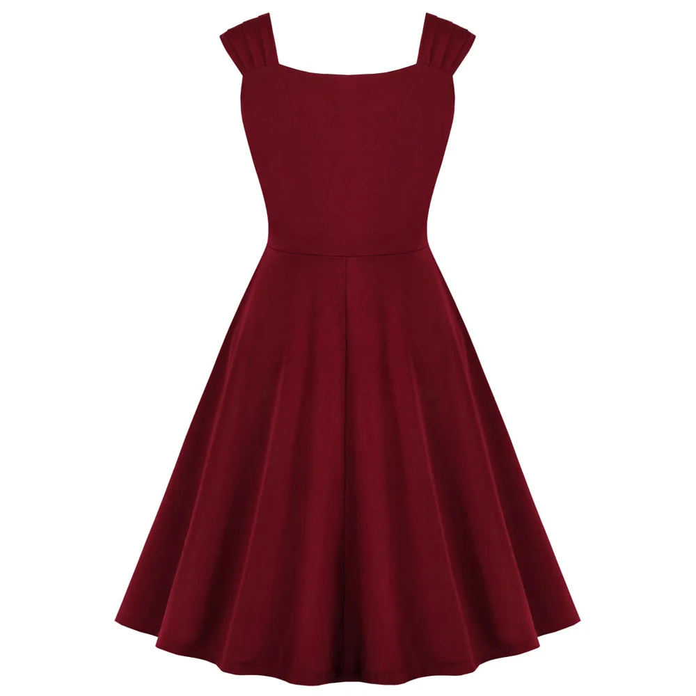 4 цвета однотонное женское летнее ретро платье v образный вырез без рукавов