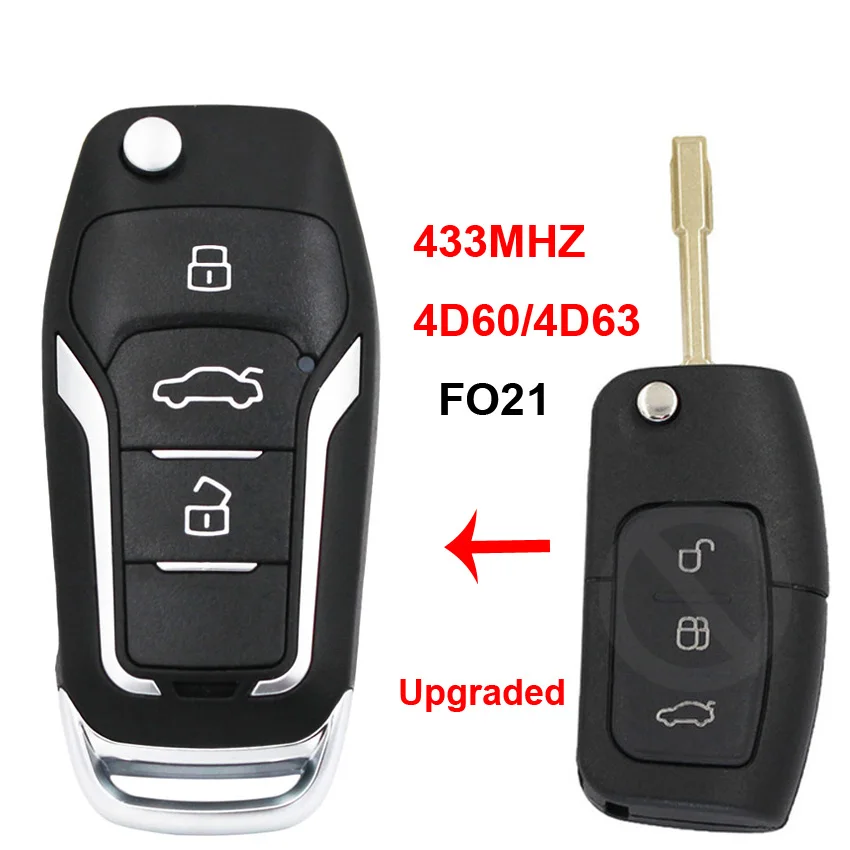 3 кнопки обновленная раскладная клавиша дистанционного управления 433 МГц 4D60 или