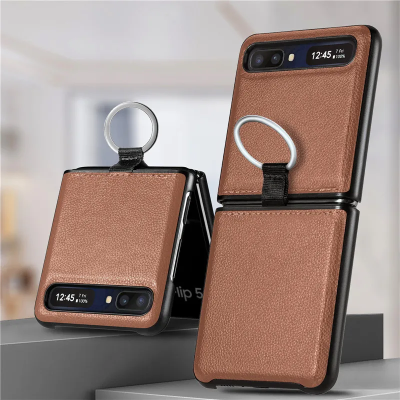 

Чехол из искусственной кожи для Samsung Galaxy Z, флип-чехол для телефона с кольцом на палец, жесткий пластиковый противоударный чехол