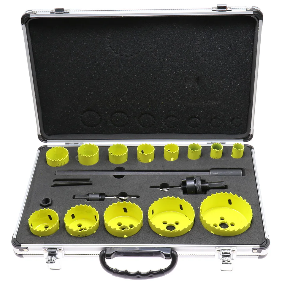 19pcs/Set Bimetal Metal Hole Opener Concrete Saw Electric Hollow Core Drill Bit Shank Cement Stone Wall Air Conditioner