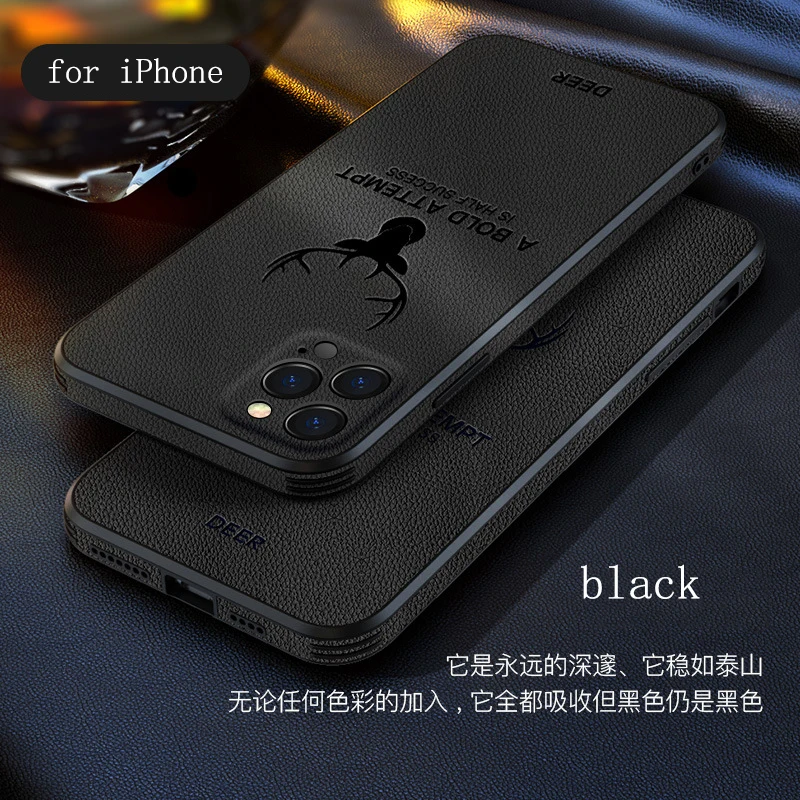 Противоударный чехол для телефона с оленем IPhone 7 8 Plus 11 12 13 Pro Promax Mini X XS Xr Xsmax Кожаные