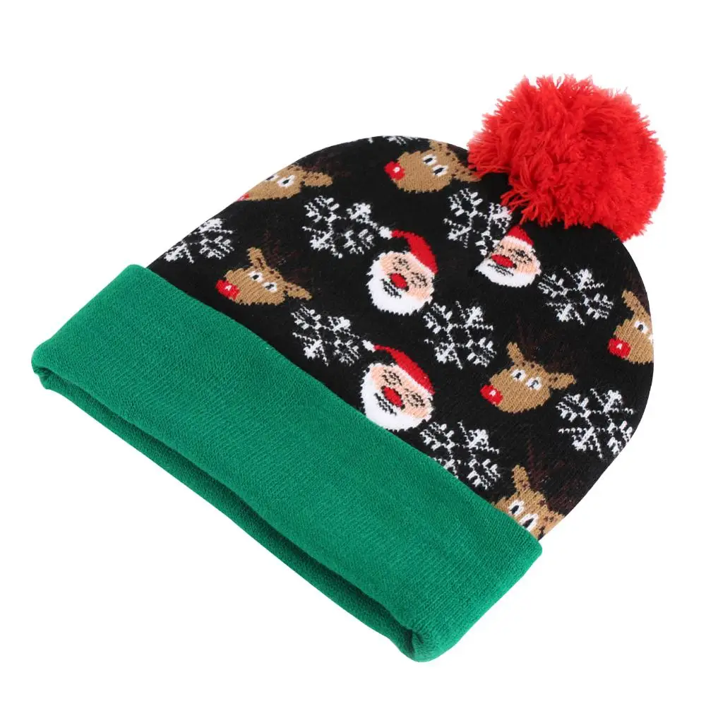 Черная Рождественская шапка Санта Клаус лося для женщин и мужчин шапки с